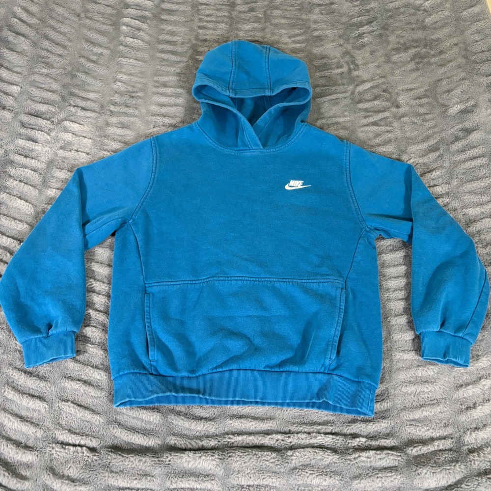 Nike Boys XL Teal Blue Pullover Hoodie Embroidered Logo FD3000-301